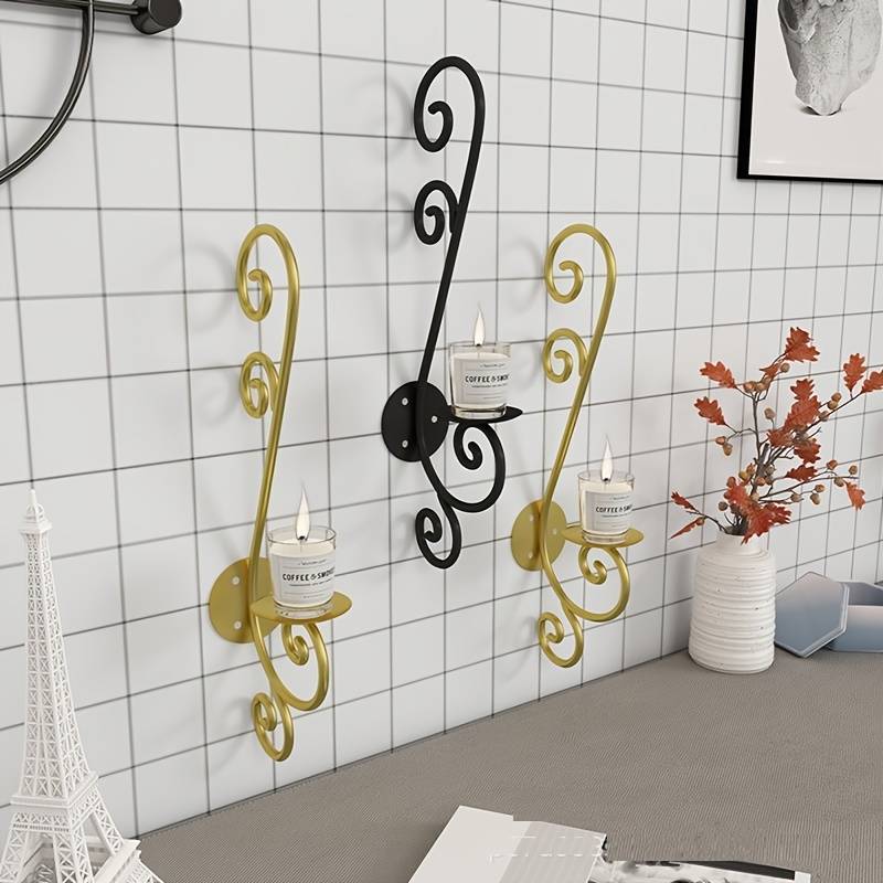 1pc European Style Metal Iron Wall Hanging Cand holder lestick Candle Light Cup Holder D4DECORATOR