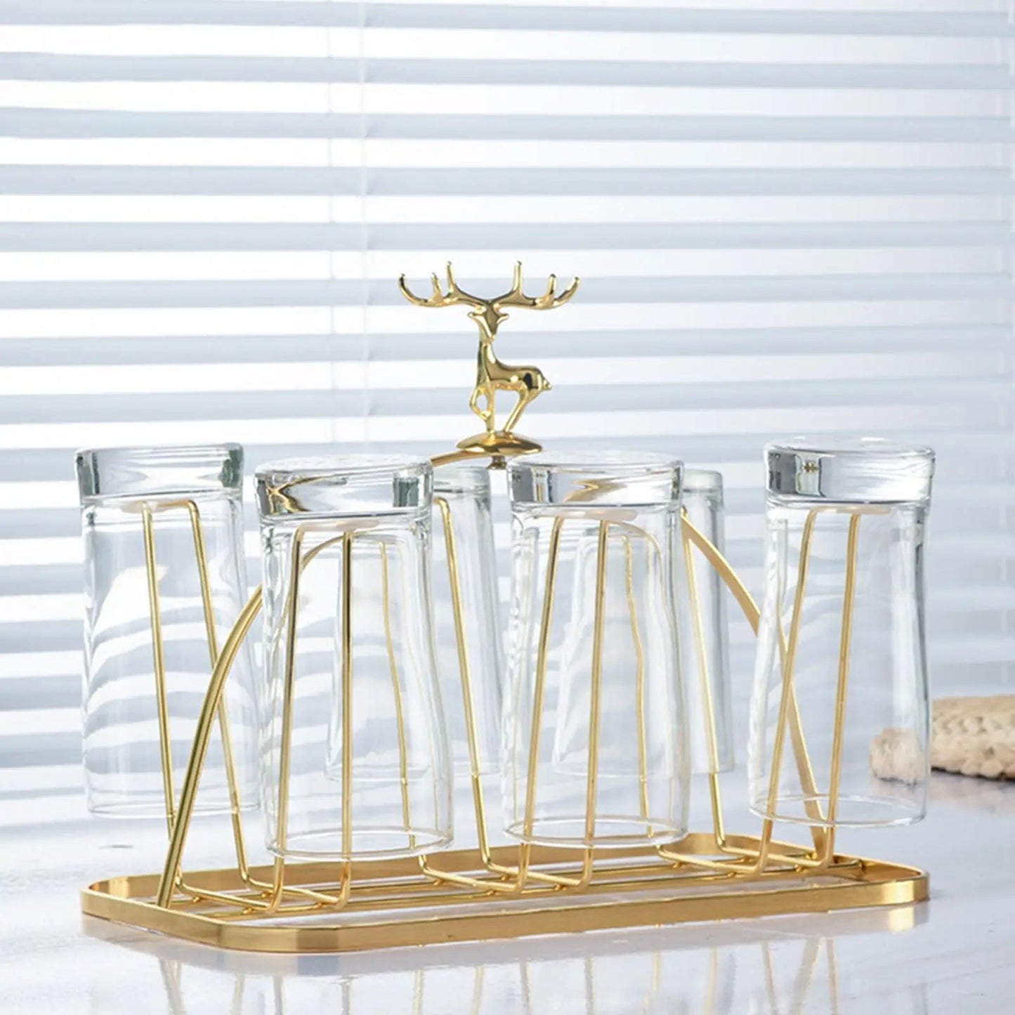 Mug Holder Stand 6 Cup Hooks Iron Glass Dinner Homedecoro