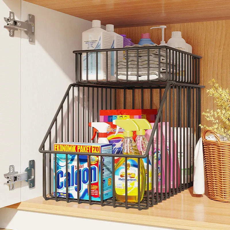 Multipurpose Storage Rack – Iron Bathroom & Kitchen Organizer Shelf Homedecoro